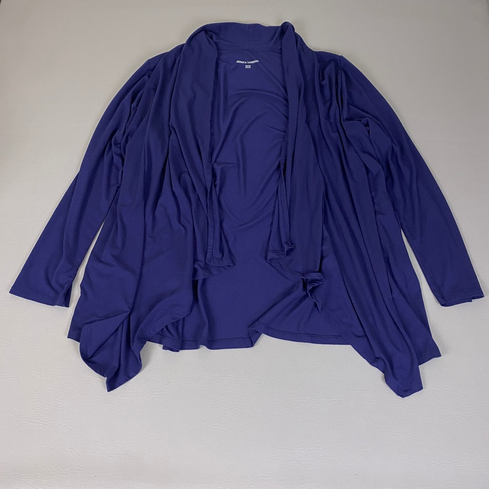 Jessica London Cardigan Plus Size 26/28 Purple Open Front Draped  Rayon Stretch